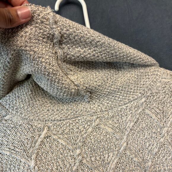 Jeanne Pierre Sweater Fisherman Tunic Colorblock Cable Knit Cowl Neck Preppy LG - Picture 9 of 12